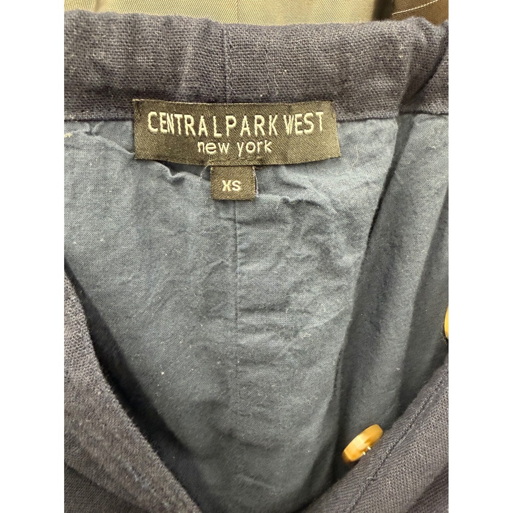Central Park West Navy Blue Linen Blend Halter Button Front Midi Dress Sz XS - Picture 14 of 14